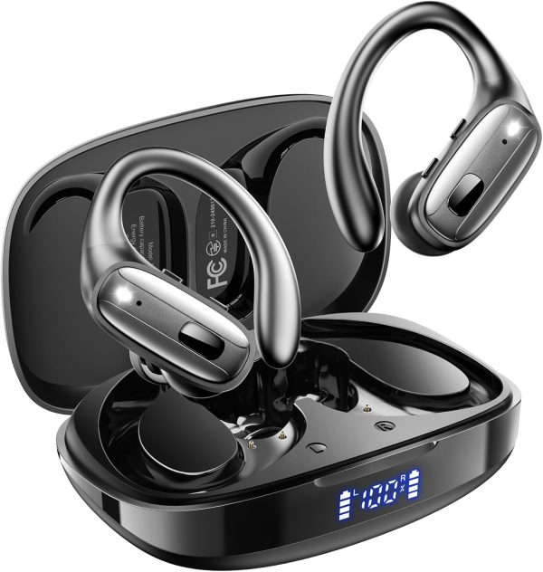 Wireless Earbuds, Sports Bluetooth 5.4 Headphones, Ear Buds with ENC Noise Canceling Mic, 80Hr Playtime Earphones, Palm-Sized, LED Power Display, IPX7 Waterproof Headset for Workout Running, Black - Image 9